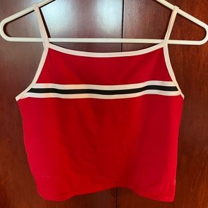Red striped crop tank